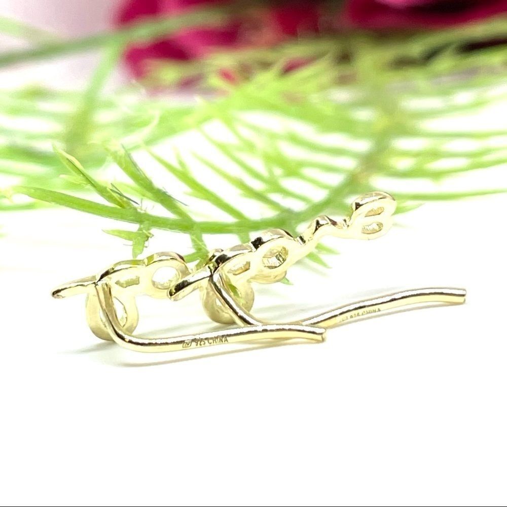 NEW⚜️14K STERLING SILVER “LOVE” Script Earrings - Picture 9 of 13
